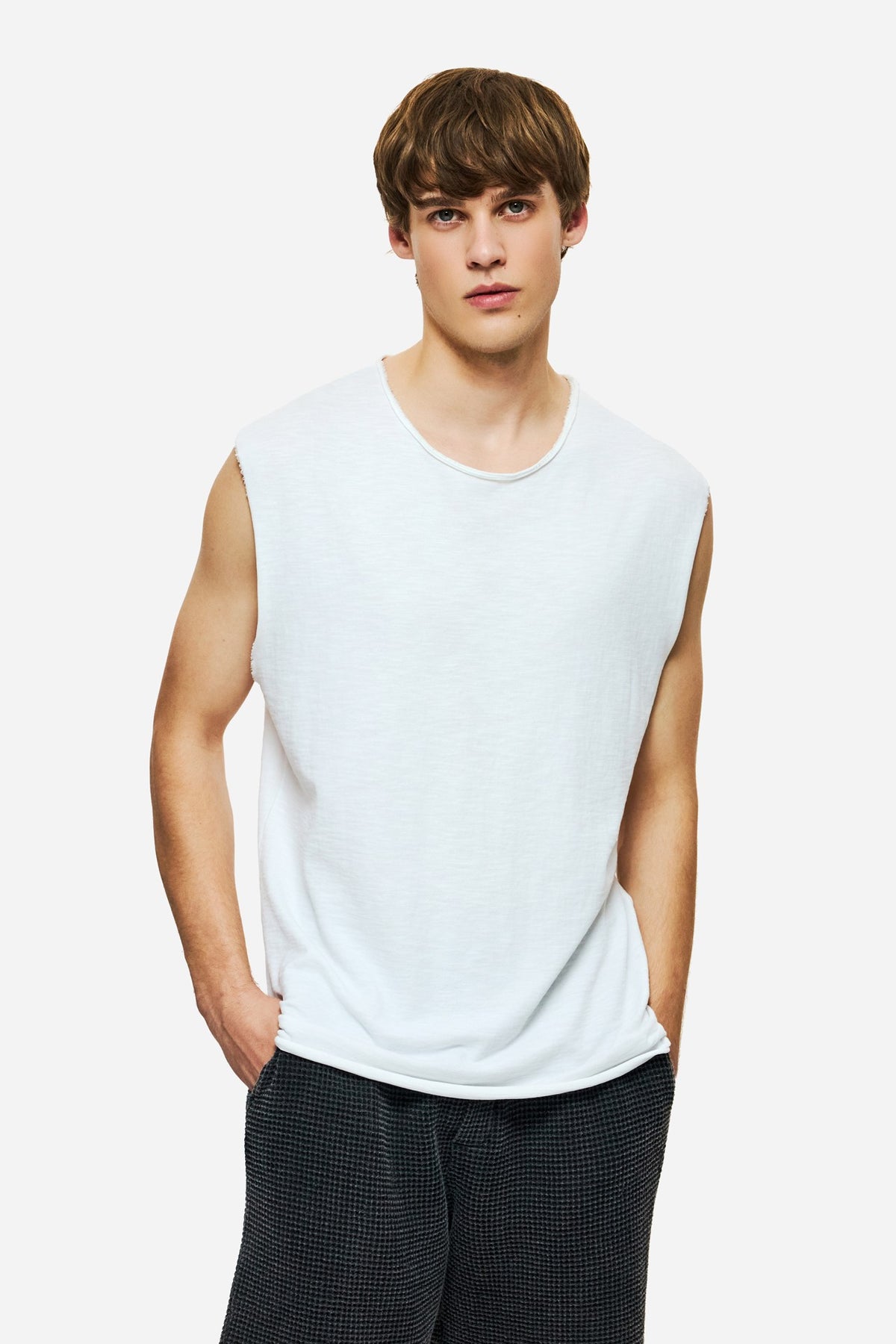 DIRTY LAUDRY Ανδρικό Αμάνικο T-Shirt Βαμβάκι Λευκό Regular Fit DLMTT000002_2423/WHITE 1815248