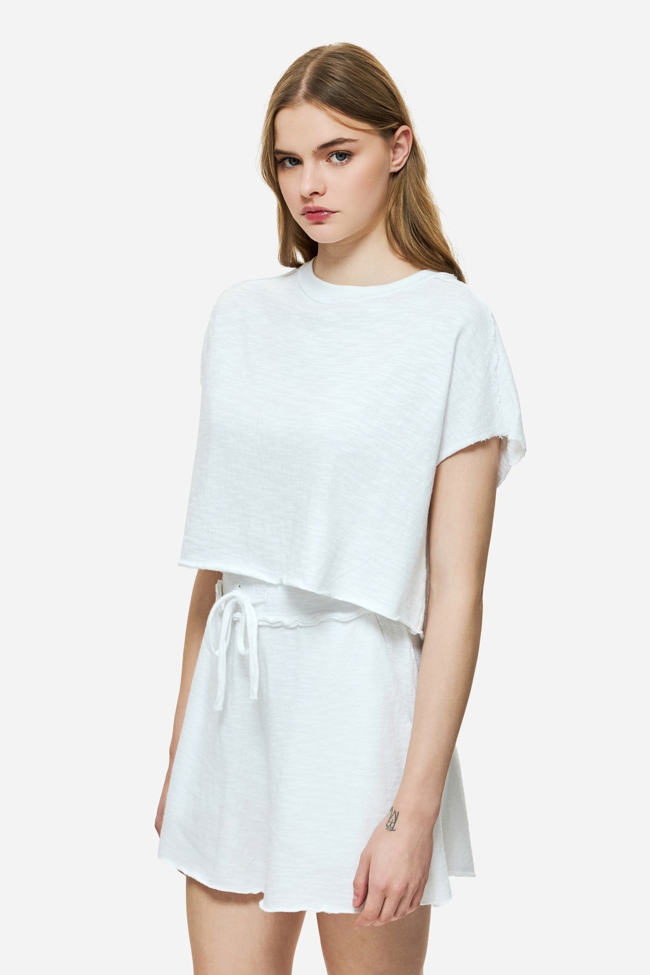 DIRTY LAUDRY Γυναικείο T-Shirt Raw Cut Βαμβάκι Λευκό Relaxed Fit DLWT000148_2433/WHITE 1824195