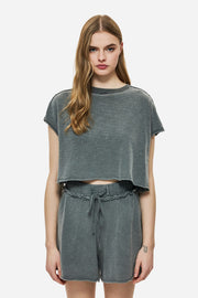DIRTY LAUDRY Γυναικείο T-Shirt Raw Cut Βαμβάκι Γκρί Relaxed Fit DLWT000148_2416/VINTAGE GREY 1824195