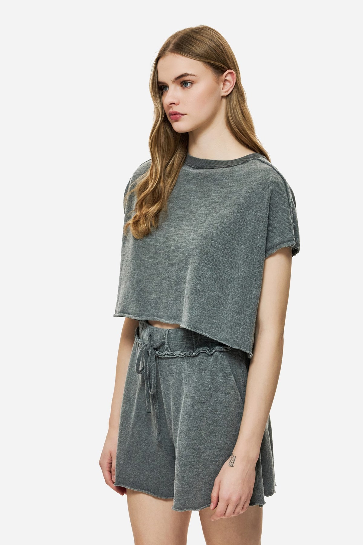 DIRTY LAUDRY Γυναικείο T-Shirt Raw Cut Βαμβάκι Γκρί Relaxed Fit DLWT000148_2416/VINTAGE GREY 1824195