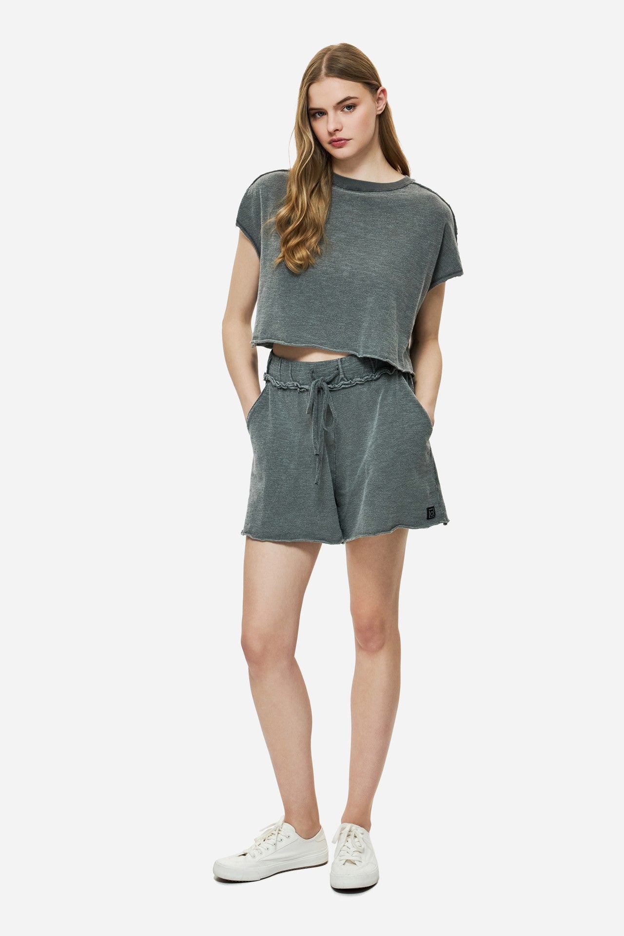 DIRTY LAUDRY Γυναικείο T-Shirt Raw Cut Βαμβάκι Γκρί Relaxed Fit DLWT000148_2416/VINTAGE GREY 1824195