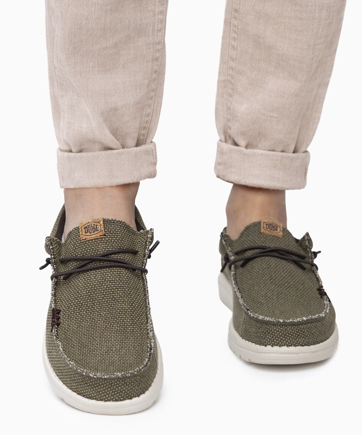 HEY DUDE Ανδρικά Παπούτσια Loafer Χακί Wally Braided 40003/3CI Burnt Olive/Delicioso Brown 1824115
