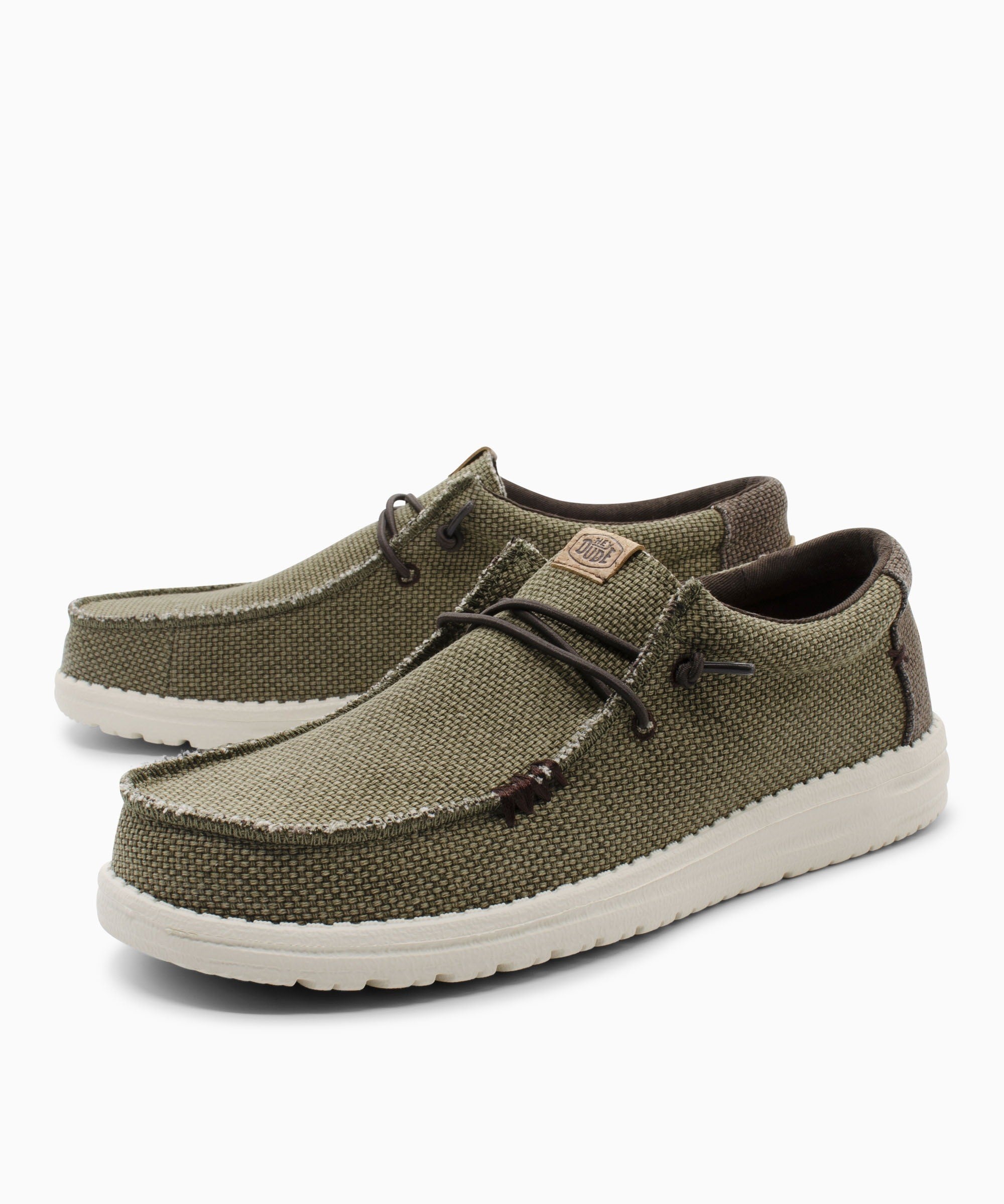 HEY DUDE Ανδρικά Παπούτσια Loafer Χακί Wally Braided 40003/3CI Burnt Olive/Delicioso Brown 1824115