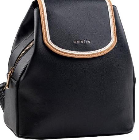 AMELIE Γυναικεία Τσάντα Backpack Οικολογικό Δέρμα Μαύρη 20.3766-BLACK 1824781