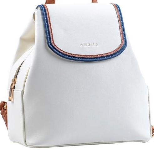 AMELIE Γυναικεία Τσάντα Backpack Οικολογικό Δέρμα Λευκή 20.3766-WHITE 1824781