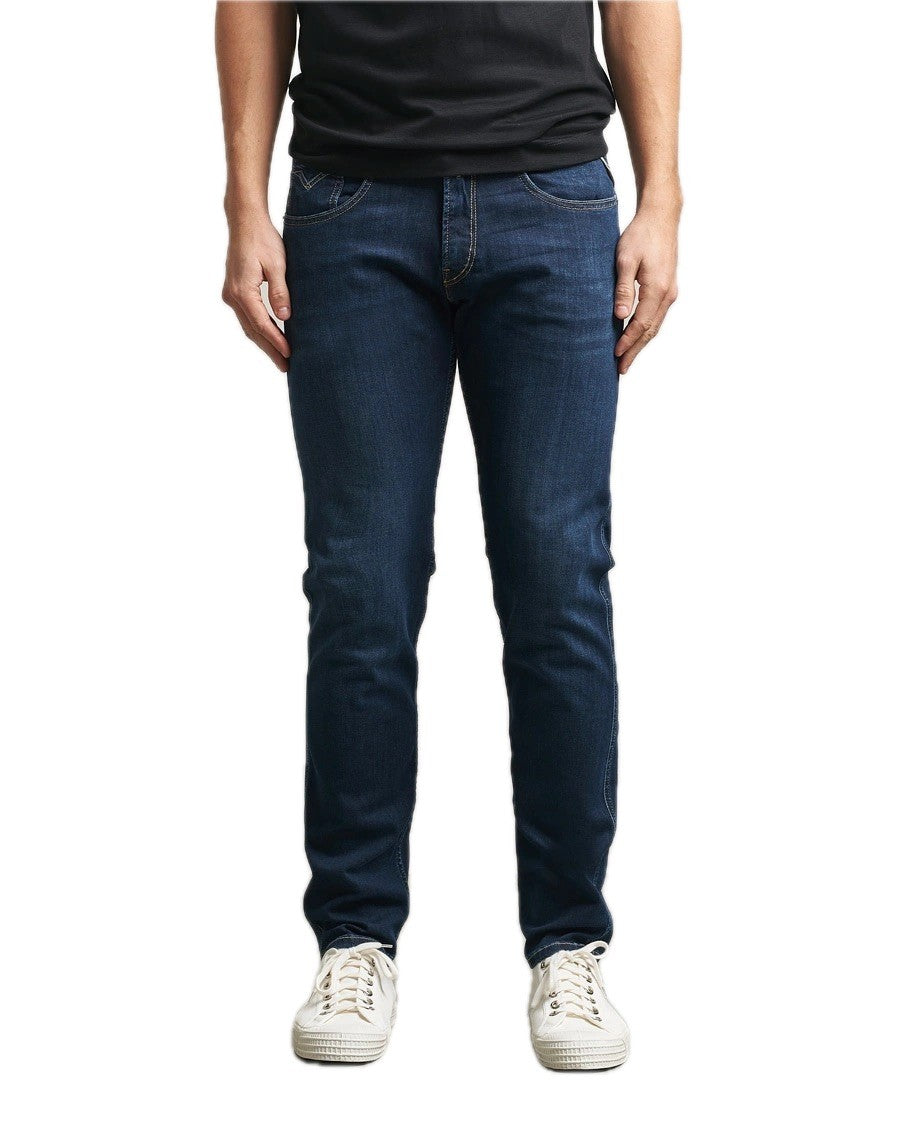 REPLAY Ανδρικό Παντελόνι Jeans ANBASS Βαμβάκι/Πολυεστέρας/Ελαστάνη Μπλε Regular Fit M914Y.000.41A180-007 DARK BLUE 1824438