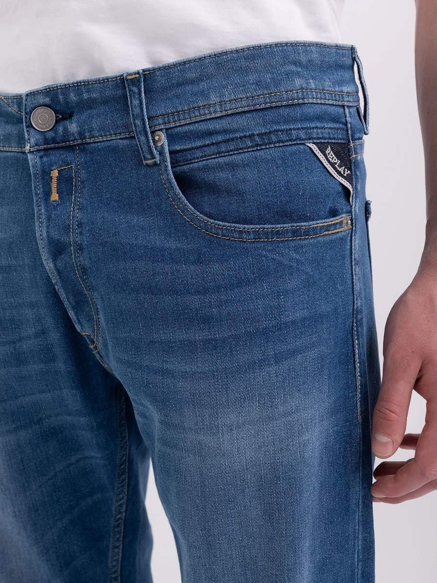 REPLAY Ανδρικό Παντελόνι Jeans GROVER Βαμβάκι/Πολυεστέρας/Ελαστάνη Μπλε Regular Fit MA972.000.685192-009 MEDIUM BLUE 1824439