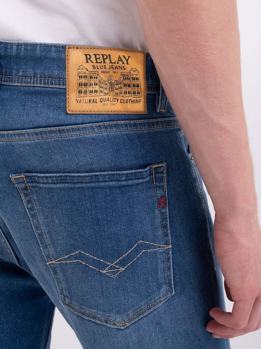 REPLAY Ανδρικό Παντελόνι Jeans GROVER Βαμβάκι/Πολυεστέρας/Ελαστάνη Μπλε Regular Fit MA972.000.685192-009 MEDIUM BLUE 1824439