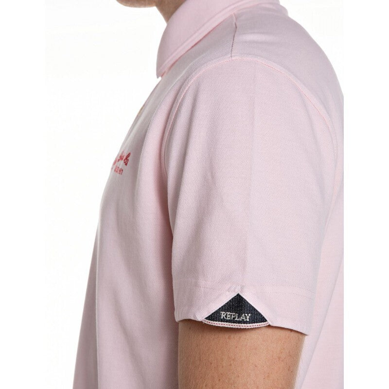 REPLAY Ανδρικό T-Shirt Polo Βαμβάκι/Ελαστάνη Ρόζ Regular Fit M3432.000.22696G-062 PALE PINK 1825218