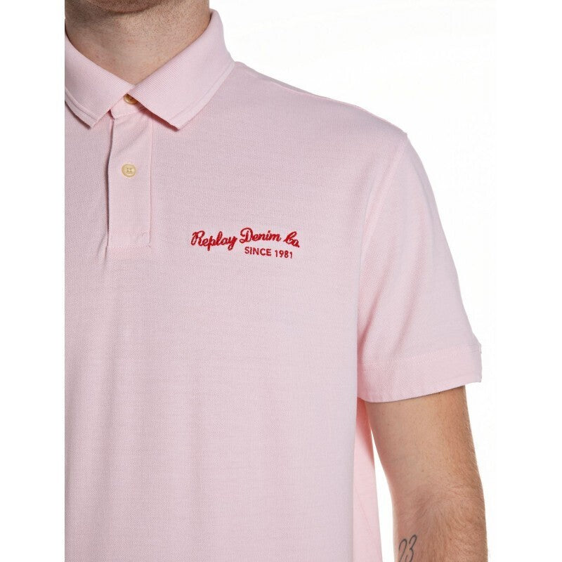 REPLAY Ανδρικό T-Shirt Polo Βαμβάκι/Ελαστάνη Ρόζ Regular Fit M3432.000.22696G-062 PALE PINK 1825218