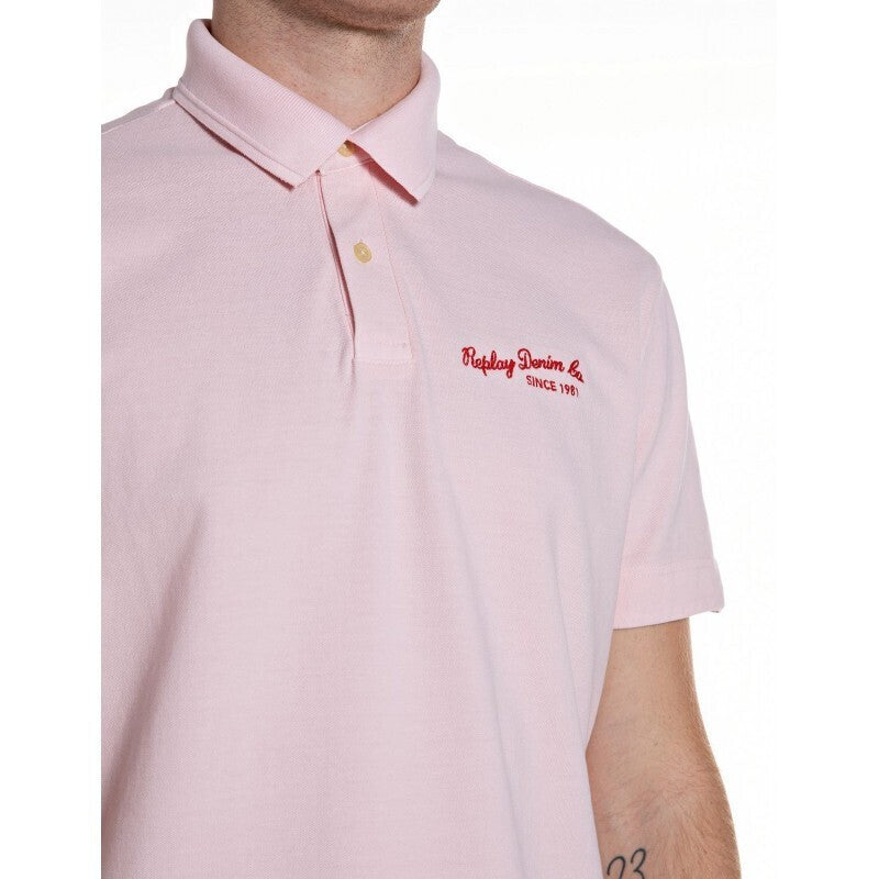 REPLAY Ανδρικό T-Shirt Polo Βαμβάκι/Ελαστάνη Ρόζ Regular Fit M3432.000.22696G-062 PALE PINK 1825218