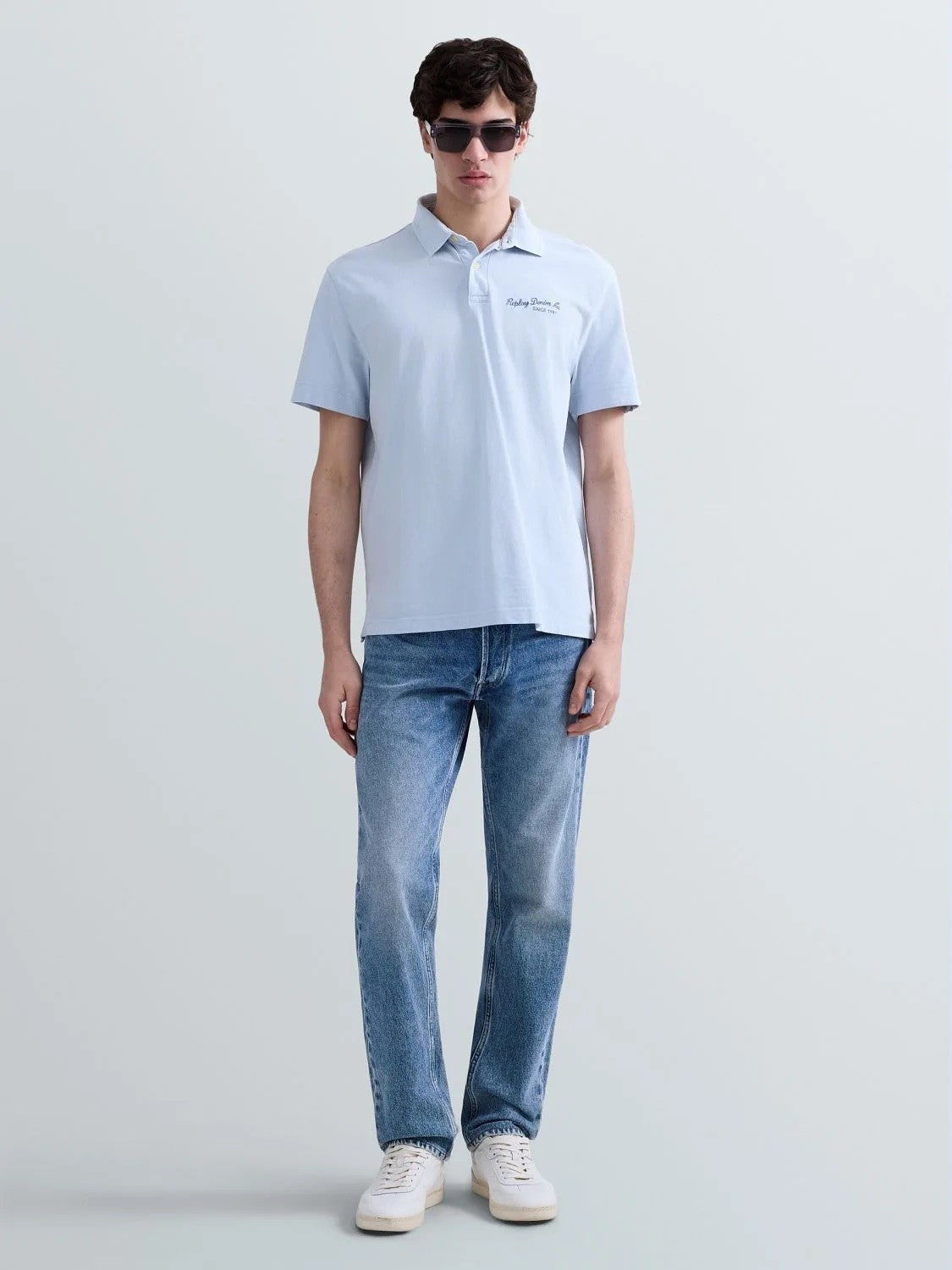 REPLAY Ανδρικό T-Shirt Polo Βαμβάκι/Ελαστάνη Γαλάζιο Regular Fit M3432.000.22696G-LIGHT AZURE 1825218