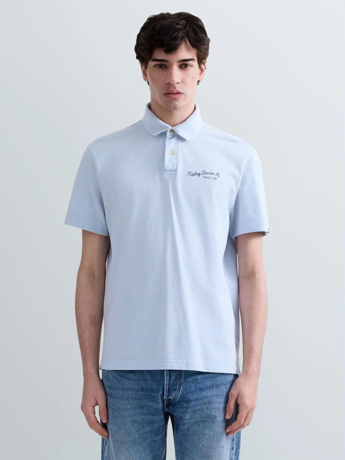 REPLAY Ανδρικό T-Shirt Polo Βαμβάκι/Ελαστάνη Γαλάζιο Regular Fit M3432.000.22696G-LIGHT AZURE 1825218