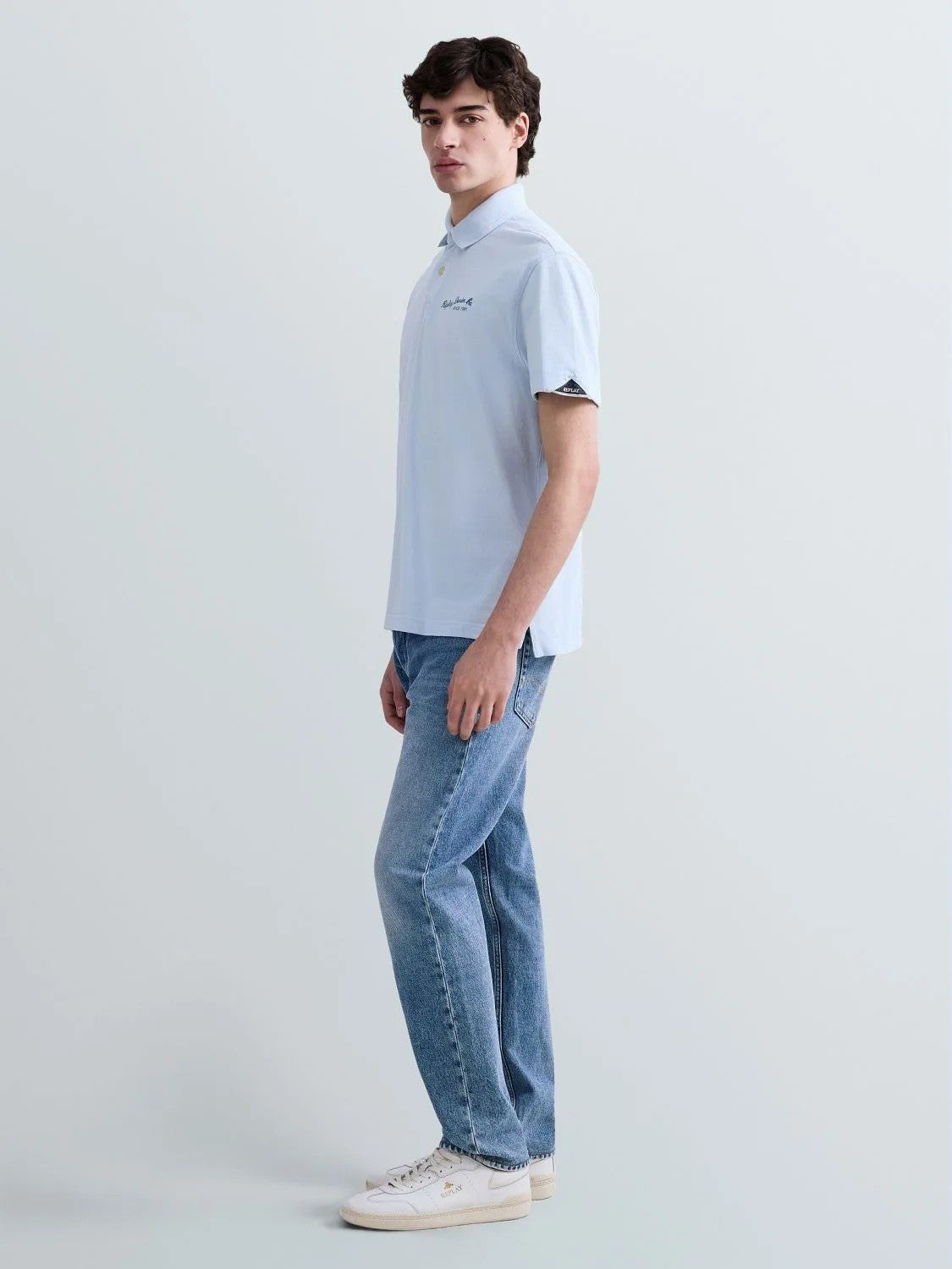 REPLAY Ανδρικό T-Shirt Polo Βαμβάκι/Ελαστάνη Γαλάζιο Regular Fit M3432.000.22696G-LIGHT AZURE 1825218