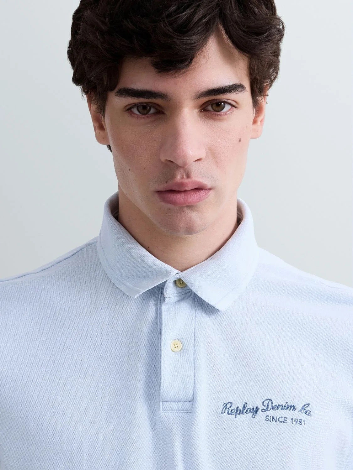 REPLAY Ανδρικό T-Shirt Polo Βαμβάκι/Ελαστάνη Γαλάζιο Regular Fit M3432.000.22696G-LIGHT AZURE 1825218