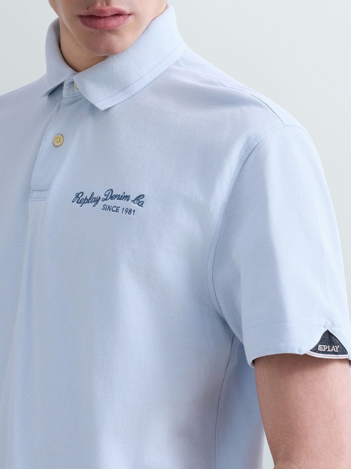 REPLAY Ανδρικό T-Shirt Polo Βαμβάκι/Ελαστάνη Γαλάζιο Regular Fit M3432.000.22696G-LIGHT AZURE 1825218