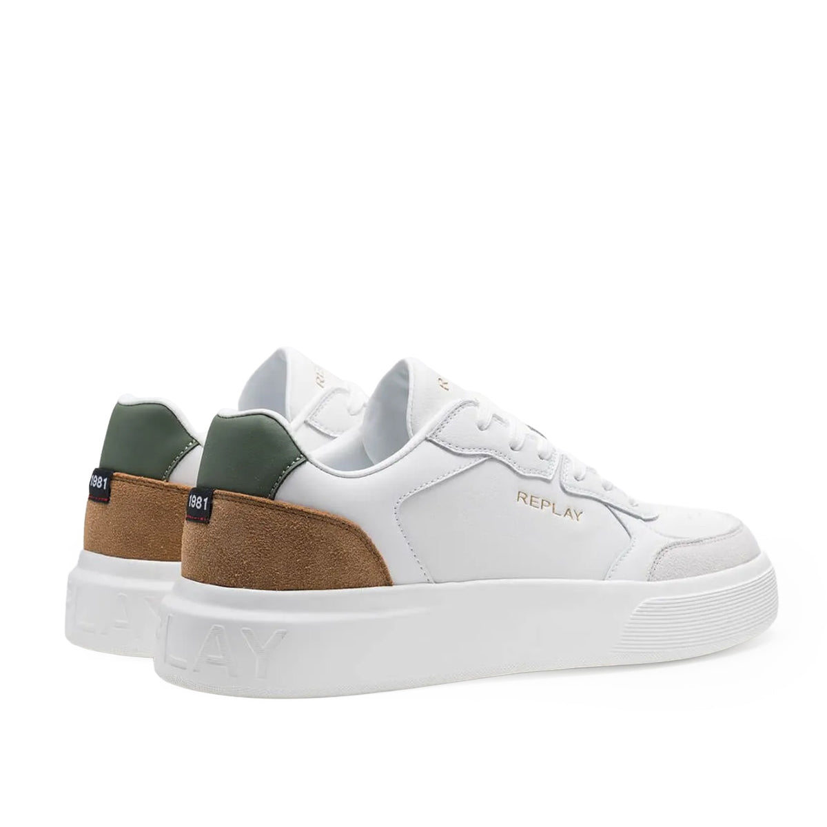 REPLAY Ανδρικά Sneakers Δέρμα Λευκά GMZ7O.003.C0007L-1842 WHITE TAN 1824037