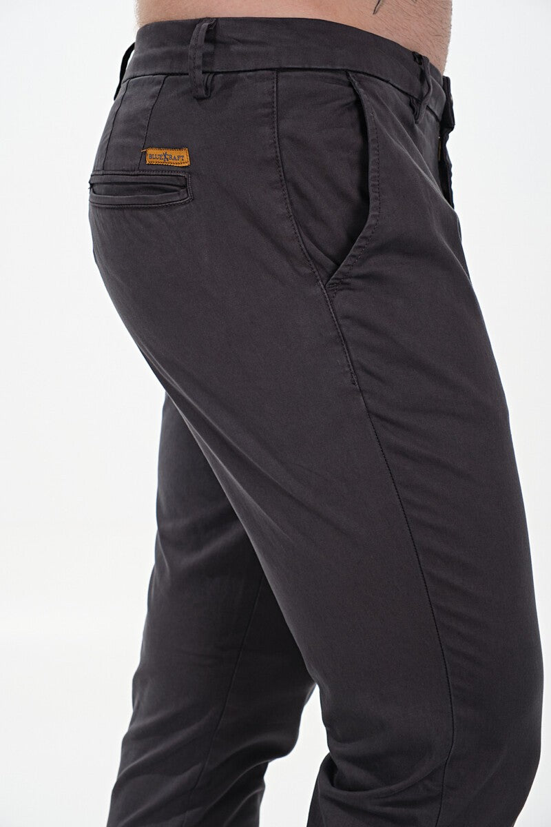 BLUECRAFT Ανδρικό Παντελόνι Chino Βαμβάκι/Ελαστάνη Γκρί Slim Fit SLAYER 225/ASPHALT 1822197