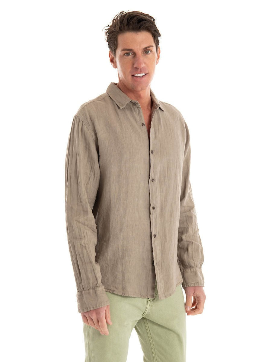 DIRTY LAUDRY Ανδρικό Πουκάμισο Λινό Μπέζ Regular Fit DLMS000134/TAUPE 1815230