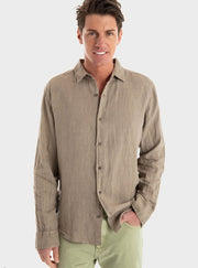 DIRTY LAUDRY Ανδρικό Πουκάμισο Λινό Μπέζ Regular Fit DLMS000134/TAUPE 1815230