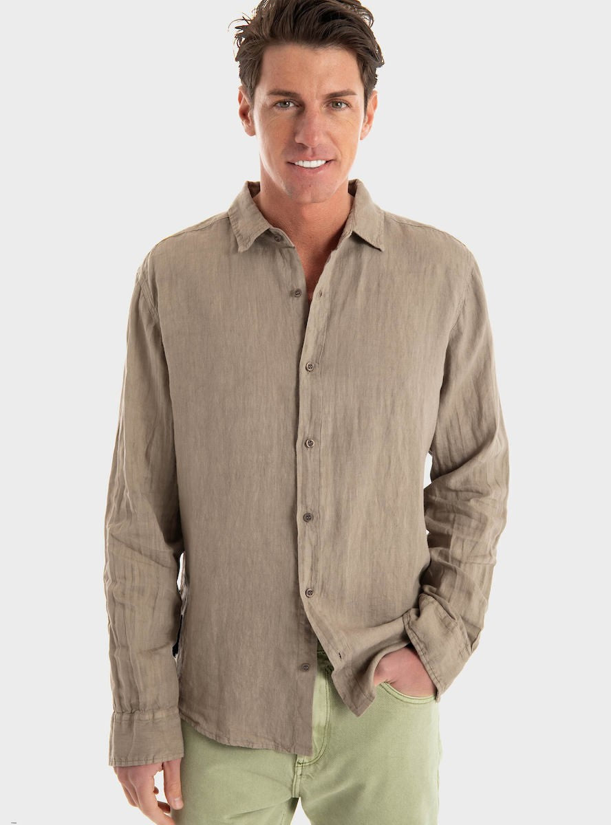 DIRTY LAUDRY Ανδρικό Πουκάμισο Λινό Μπέζ Regular Fit DLMS000134/TAUPE 1815230