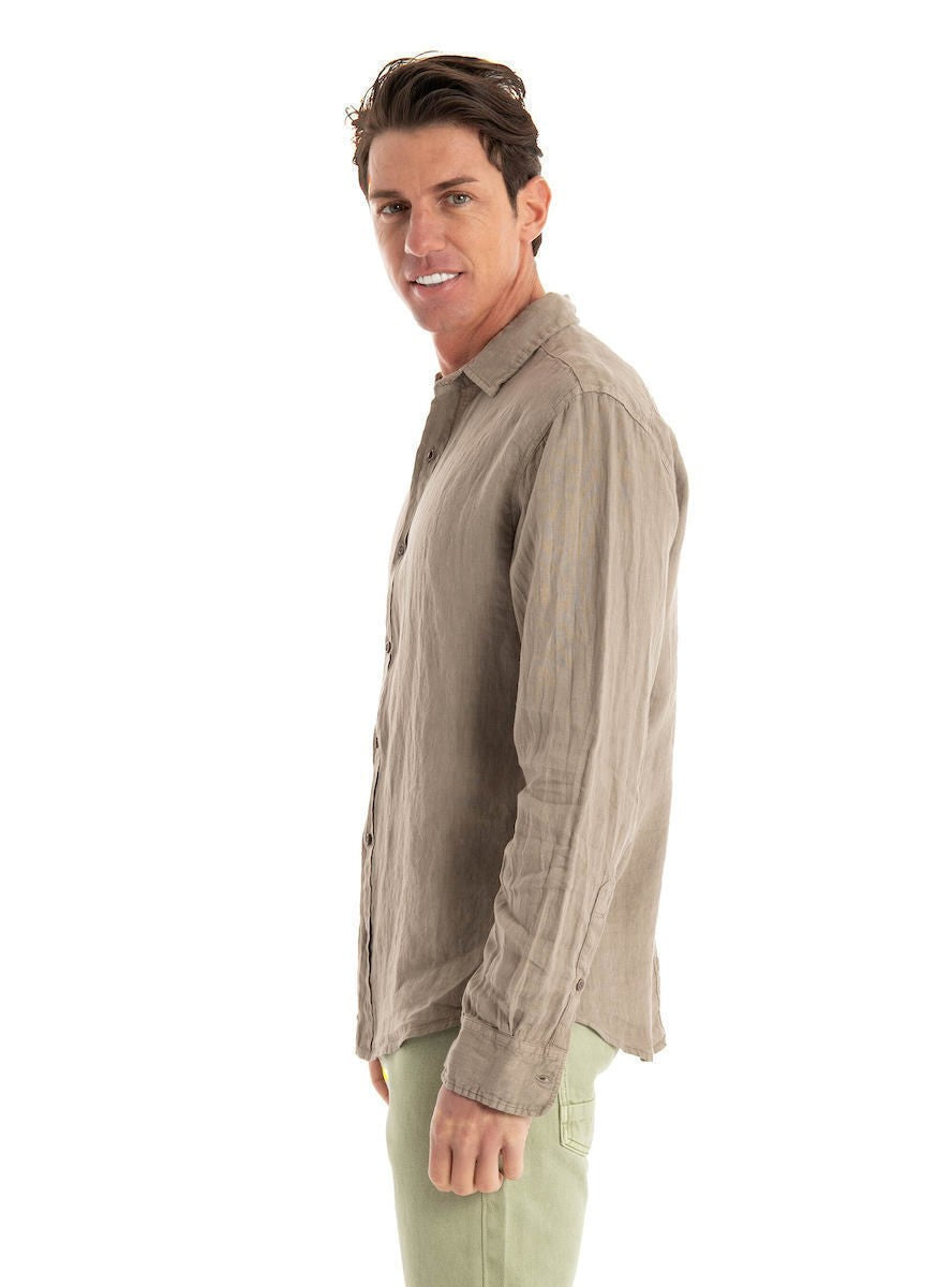 DIRTY LAUDRY Ανδρικό Πουκάμισο Λινό Μπέζ Regular Fit DLMS000134/TAUPE 1815230