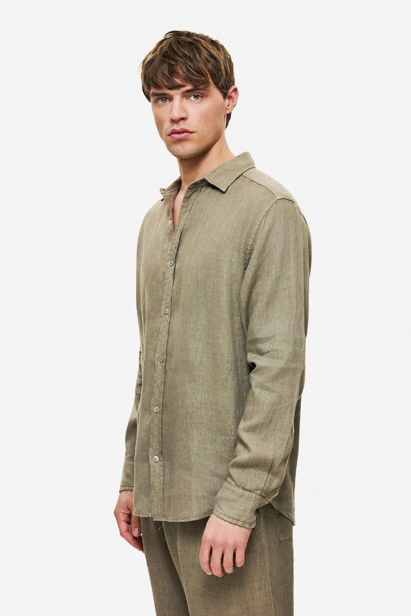 DIRTY LAUDRY Ανδρικό Πουκάμισο Λινό Λαδί Regular Fit DLMS000134/OLIVE 1815230
