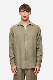 DIRTY LAUDRY Ανδρικό Πουκάμισο Λινό Λαδί Regular Fit DLMS000134/OLIVE 1815230