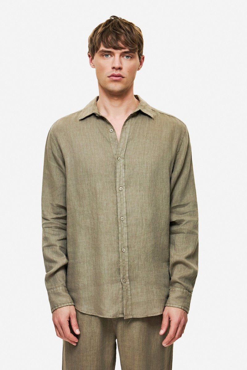 DIRTY LAUDRY Ανδρικό Πουκάμισο Λινό Λαδί Regular Fit DLMS000134/OLIVE 1815230