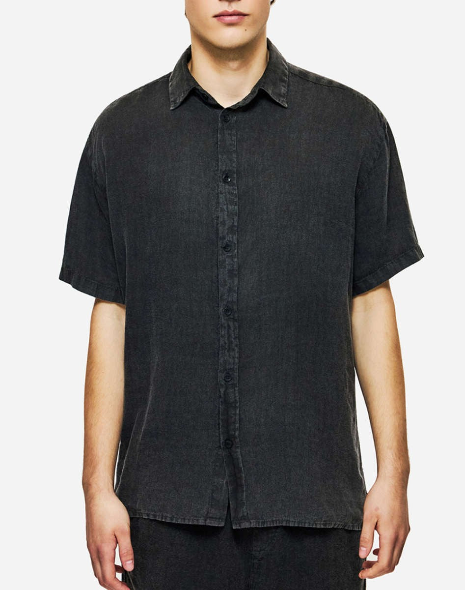 DIRTY LAUDRY Ανδρικό Πουκάμισο Λινό Μαύρο Regular Fit DLMS000153/VINTAGE BLACK 1824182