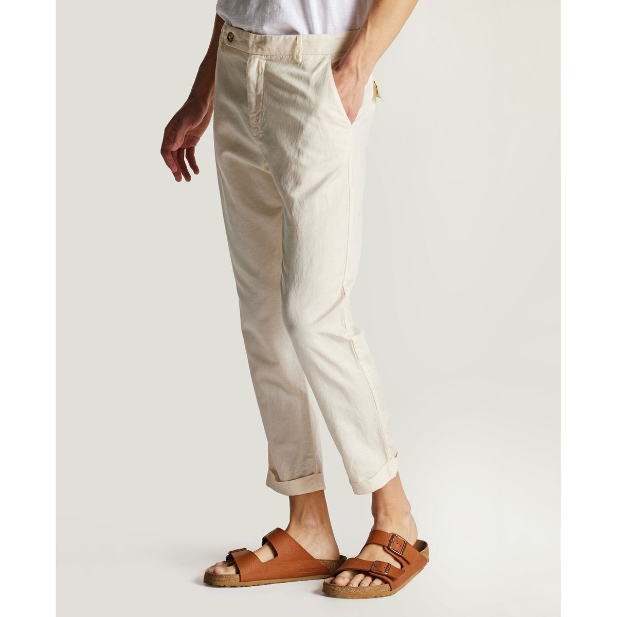 DIRTY LAUDRY Ανδρικό Παντελόνι Chino Βαμβάκι/Λινό Εκρού Slim Fit DLMP000104/COTTON