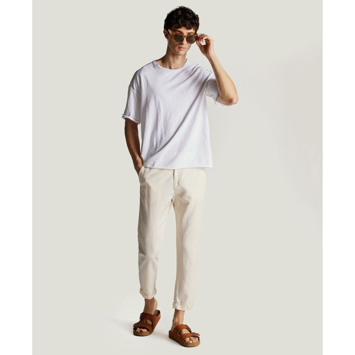 DIRTY LAUDRY Ανδρικό Παντελόνι Chino Βαμβάκι/Λινό Εκρού Slim Fit DLMP000104/COTTON