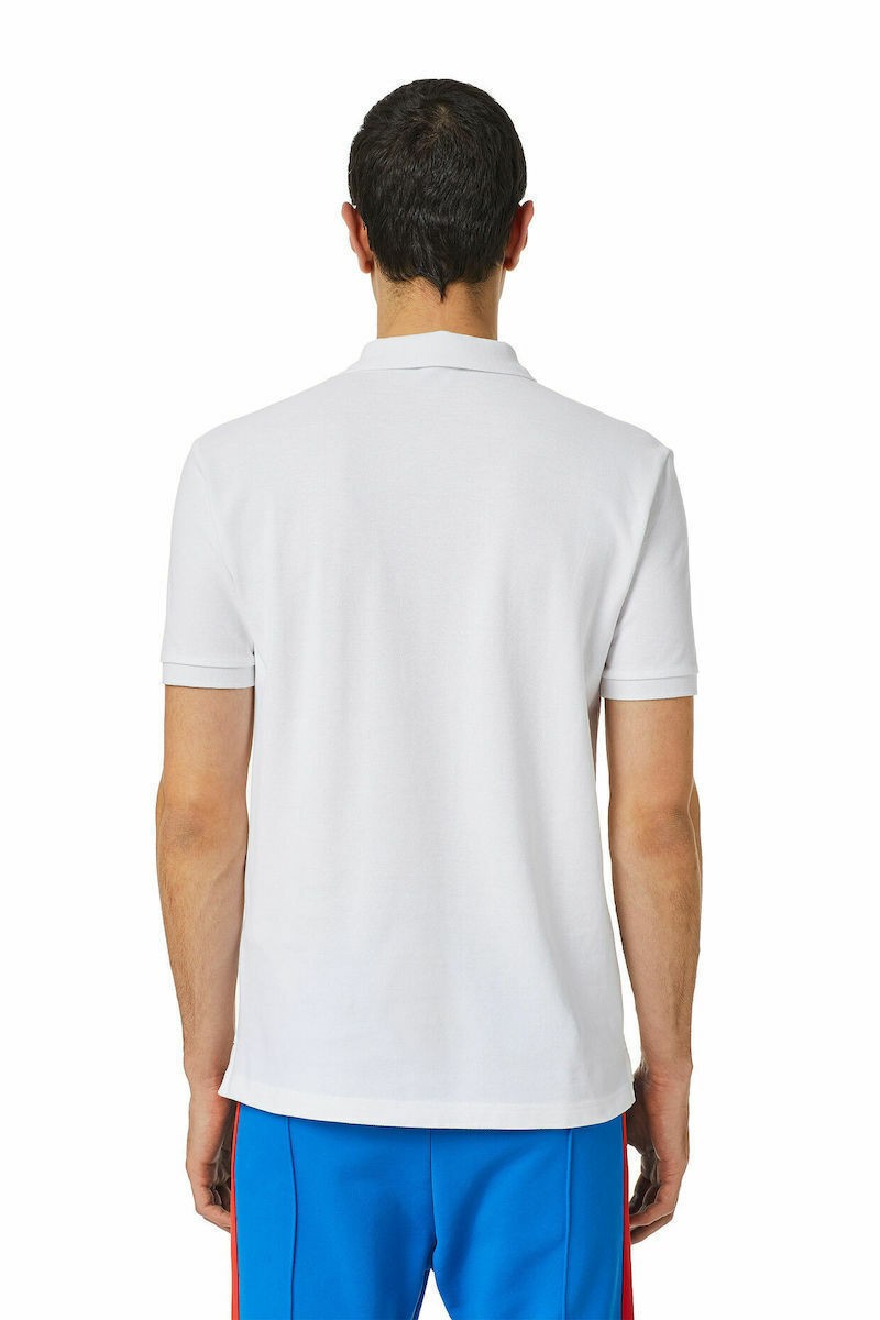 DIESEL Ανδρικό T-Shirt Polo Βαμβάκι Λευκό Regular Fit A040870MXZA-100 1762441
