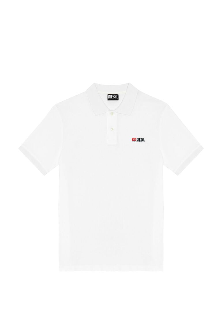 DIESEL Ανδρικό T-Shirt Polo Βαμβάκι Λευκό Regular Fit A040870MXZA-100 1762441