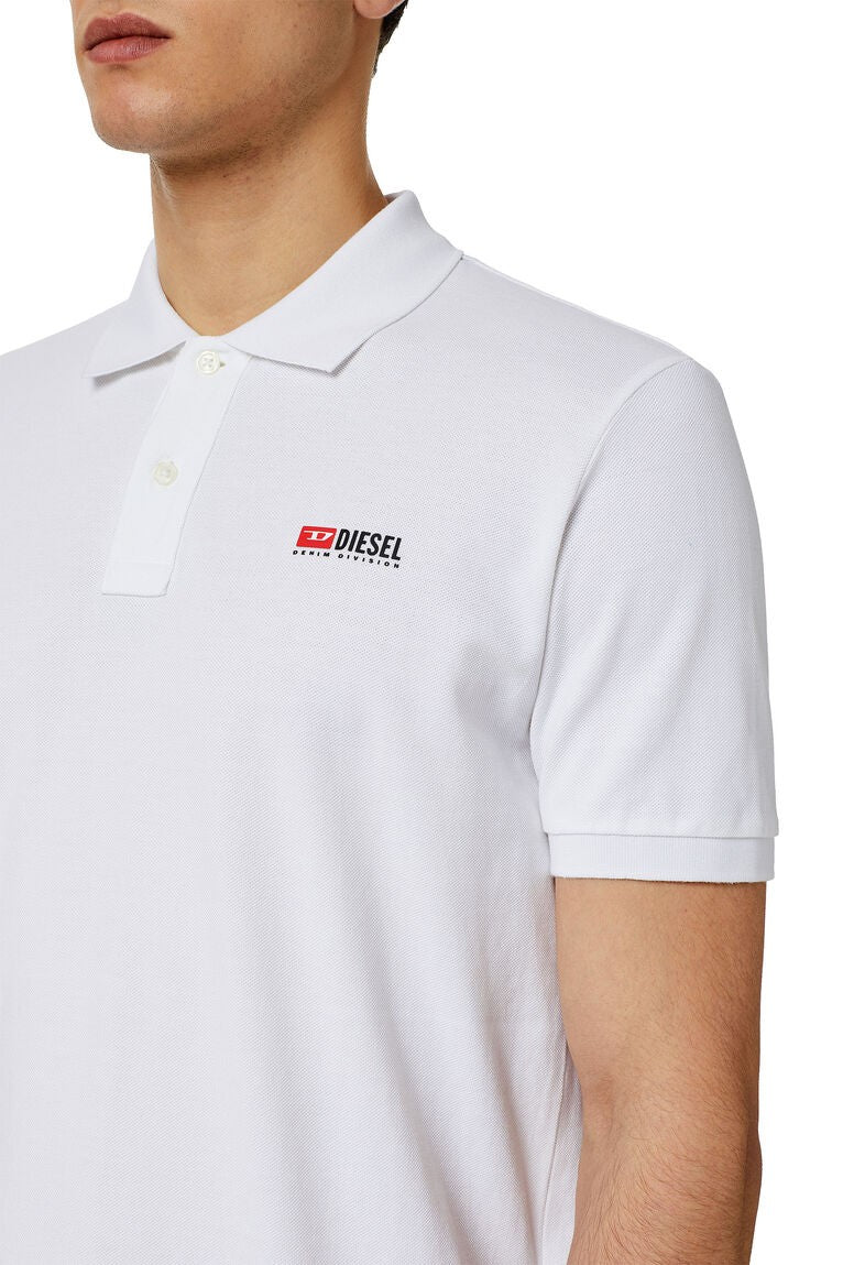 DIESEL Ανδρικό T-Shirt Polo Βαμβάκι Λευκό Regular Fit A040870MXZA-100 1762441