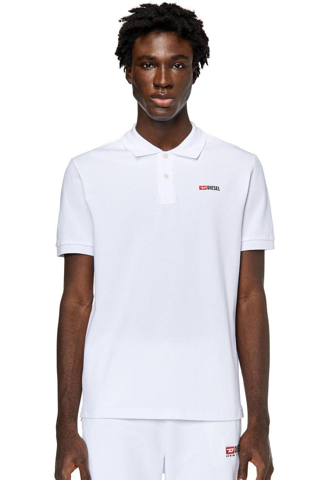 DIESEL Ανδρικό T-Shirt Polo D-FINITIVE Βαμβάκι Λευκό Regular Fit A040870JMAD-100 1788661