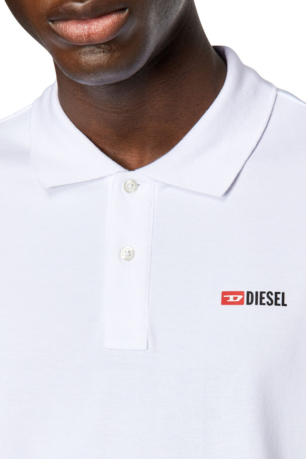 DIESEL Ανδρικό T-Shirt Polo D-FINITIVE Βαμβάκι Λευκό Regular Fit A040870JMAD-100 1788661