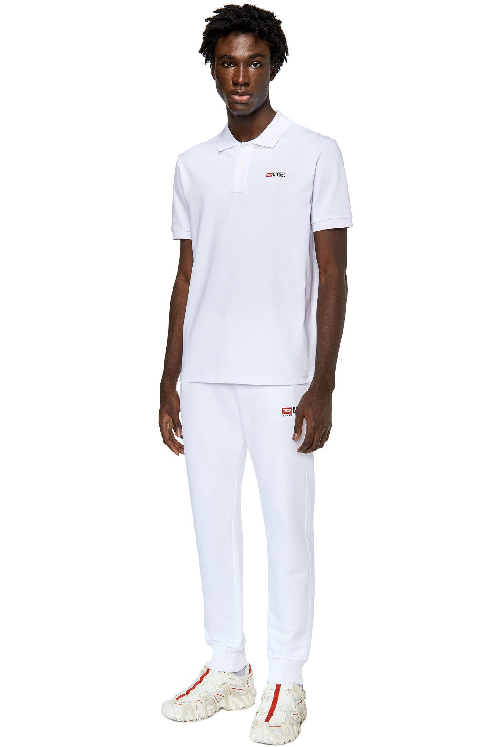 DIESEL Ανδρικό T-Shirt Polo D-FINITIVE Βαμβάκι Λευκό Regular Fit A040870JMAD-100 1788661