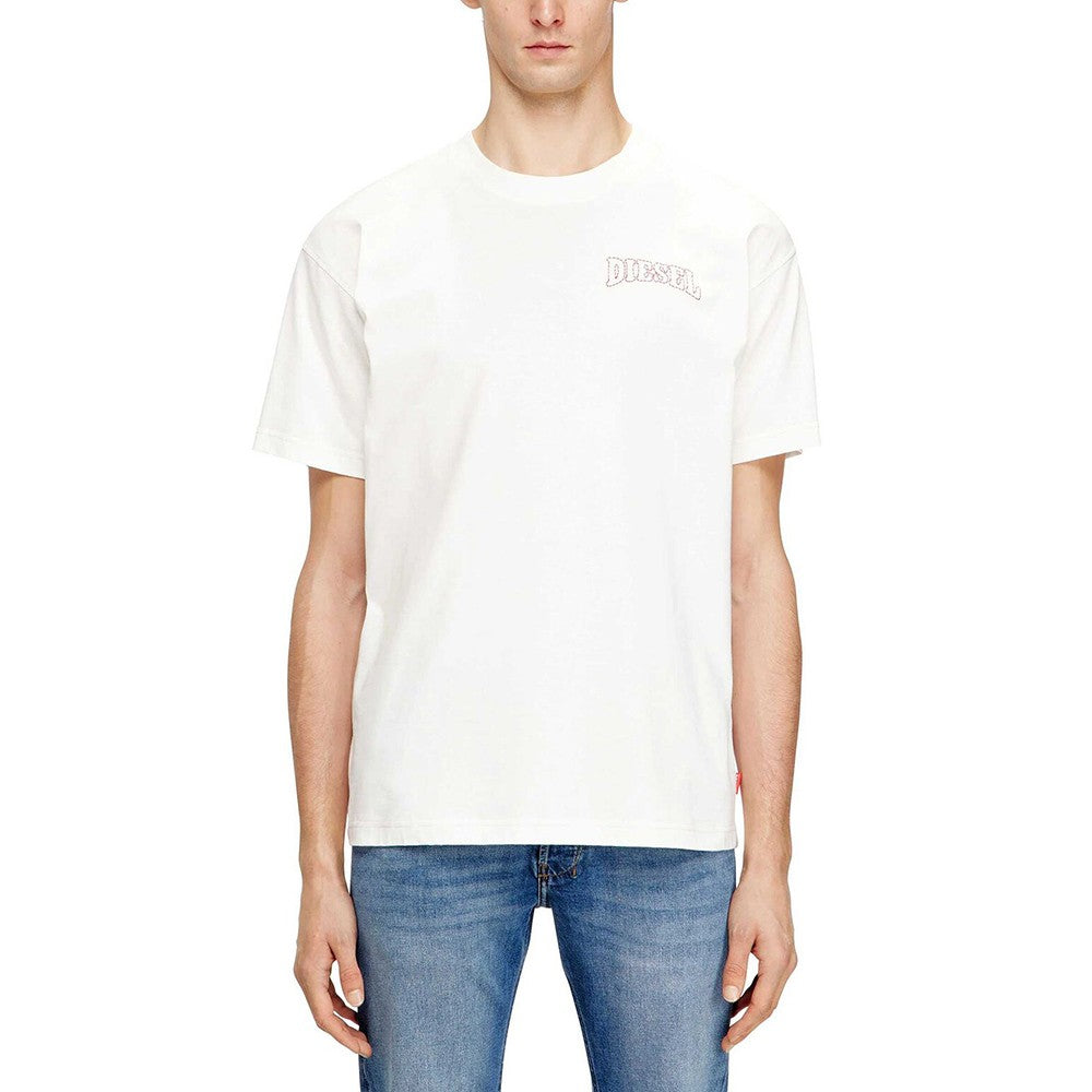 DIESEL Ανδρικό T-Shirt Βαμβάκι Λευκό Regular Fit A220060PLAT-141 1821829