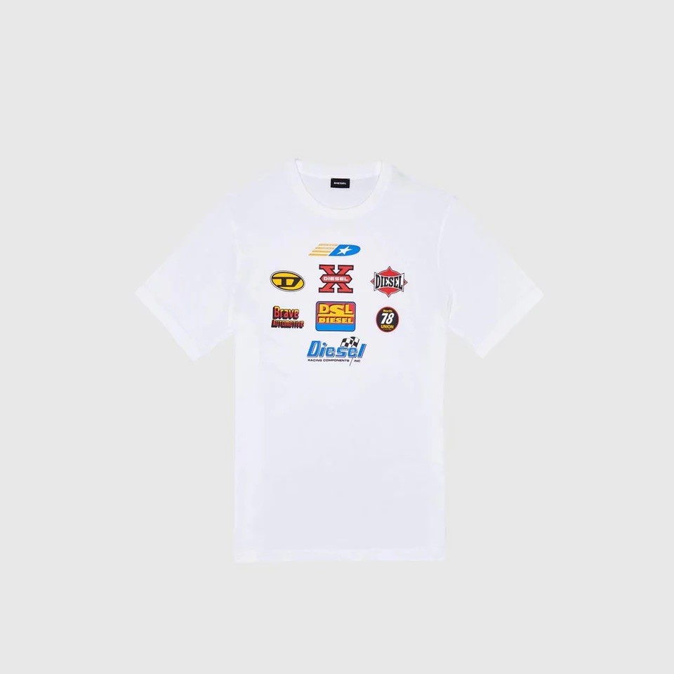 DIESEL Ανδρικό T-Shirt Βαμβάκι Λευκό Regular Fit A038250GRA-100 1763460