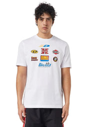 DIESEL Ανδρικό T-Shirt Βαμβάκι Λευκό Regular Fit A038250GRA-100 1763460