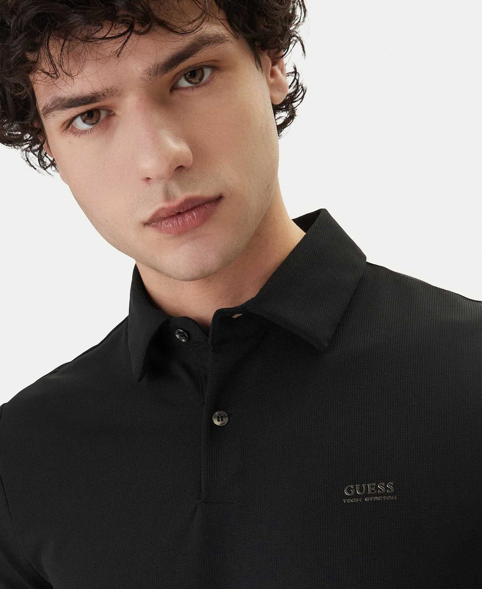 GUESS Ανδρικό T-Shirt Polo Βαμβάκι Μαύρο Regular Fit GU0APM6RP02KD202-JBLK JET BLACK A996 1823447