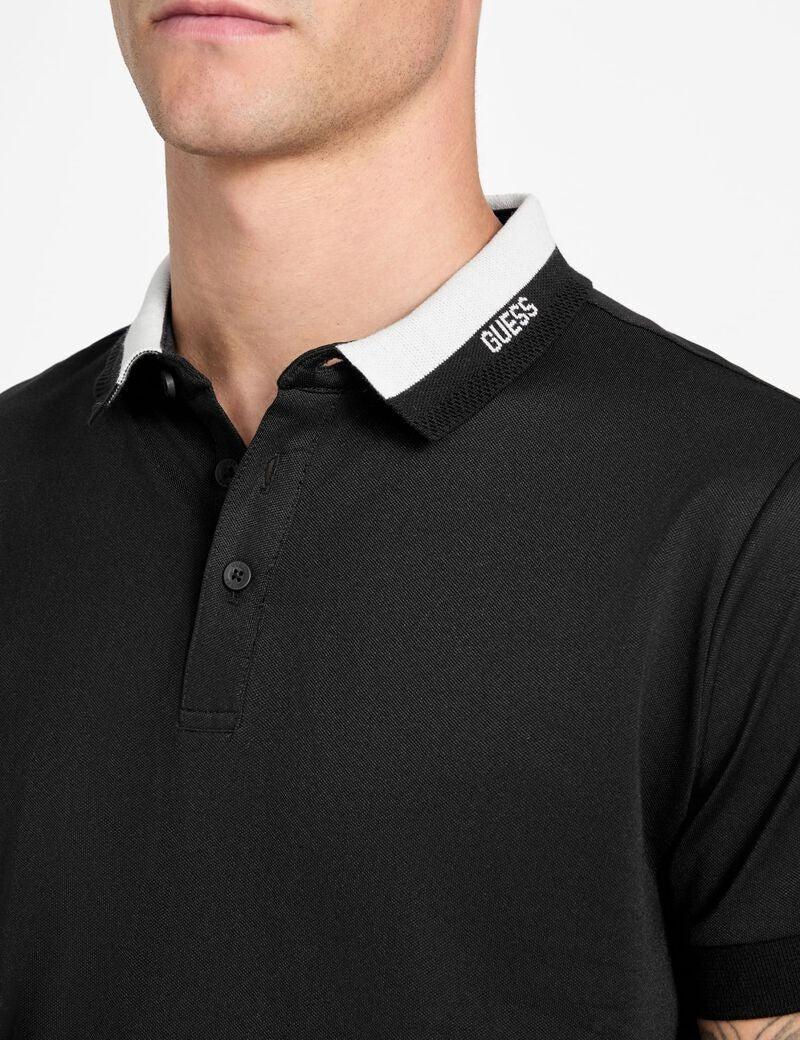 GUESS Ανδρικό T-Shirt Polo Βαμβάκι Μαύρο Regular Fit GU0APM6RP47KARS2-JET BLACK A996 1823455