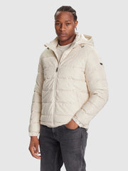 GUESS Ανδρικό Μπουφάν Puffer Πολυεστέρας Εκρού Regular Fit GU0APM5BL0BW2322-ALLOVER 4G QUICKSAND 1821256