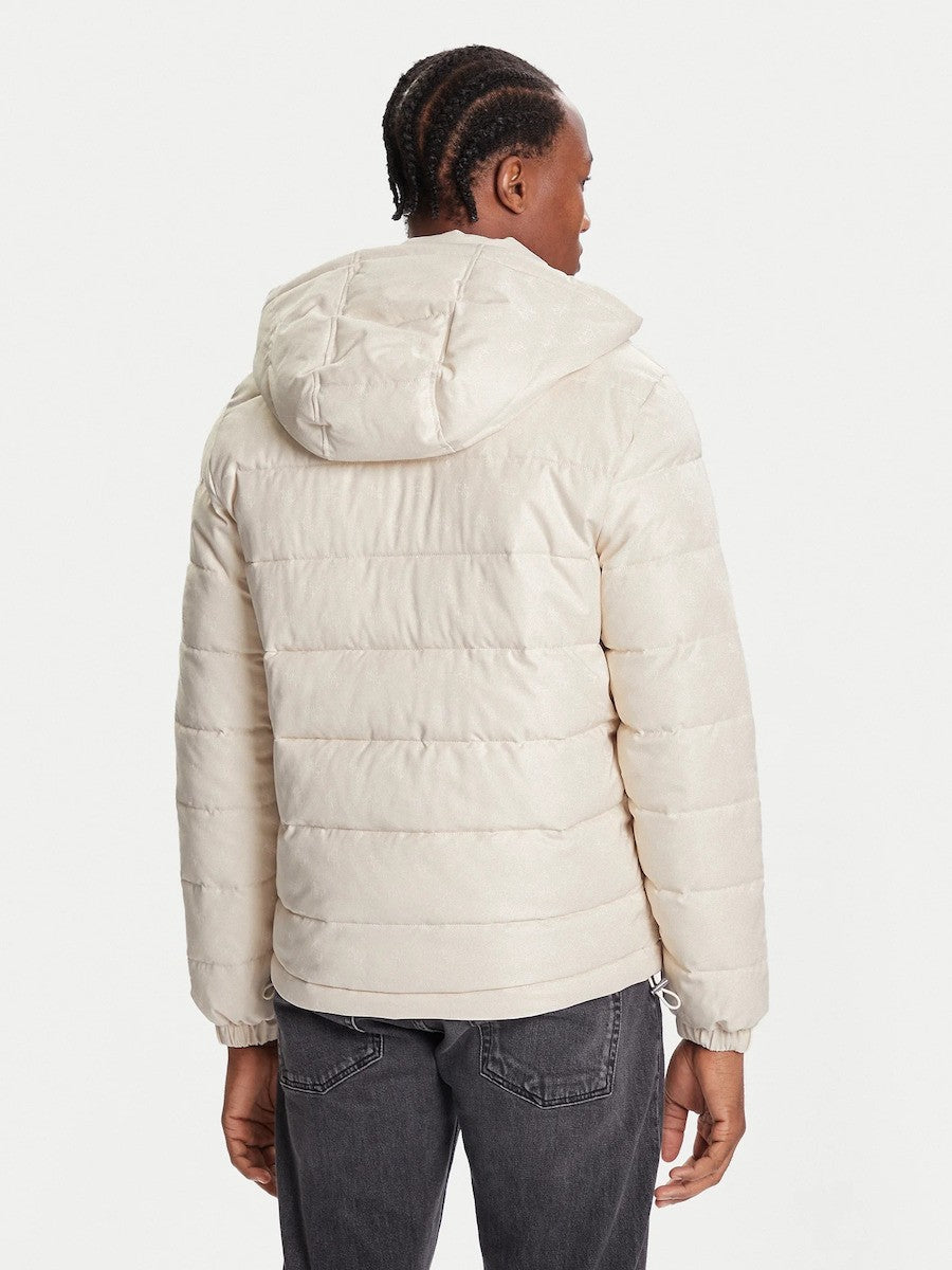 GUESS Ανδρικό Μπουφάν Puffer Πολυεστέρας Εκρού Regular Fit GU0APM5BL0BW2322-ALLOVER 4G QUICKSAND 1821256