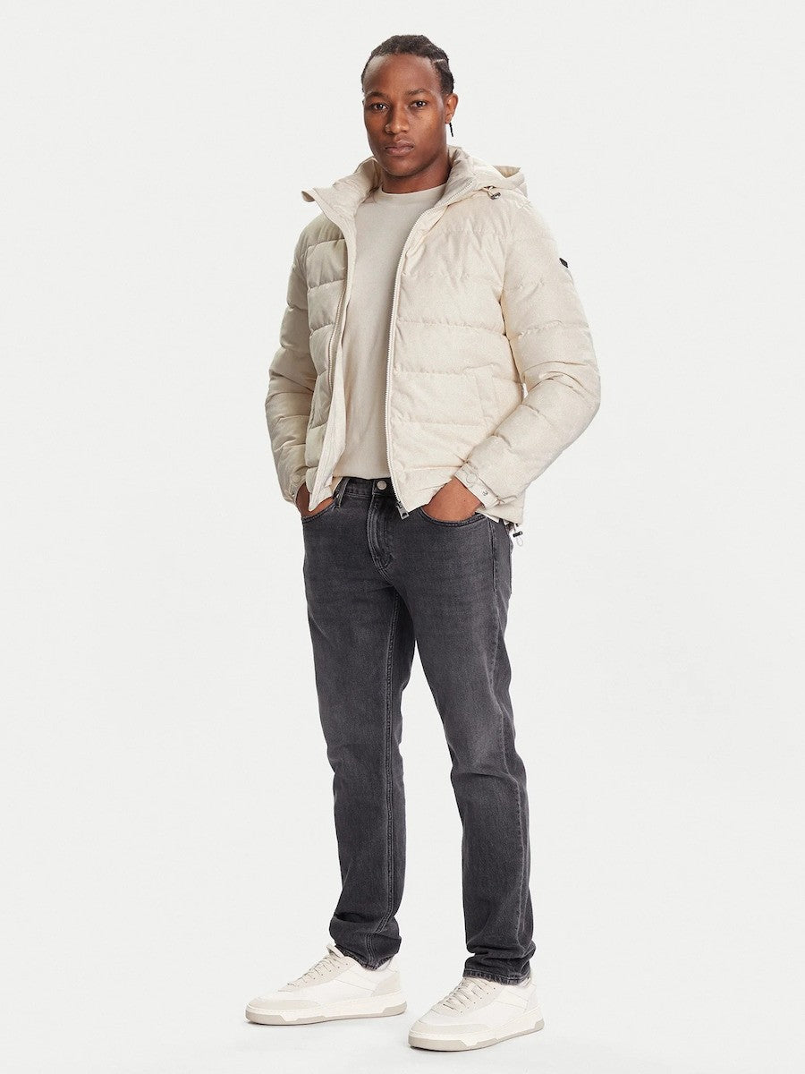 GUESS Ανδρικό Μπουφάν Puffer Πολυεστέρας Εκρού Regular Fit GU0APM5BL0BW2322-ALLOVER 4G QUICKSAND 1821256