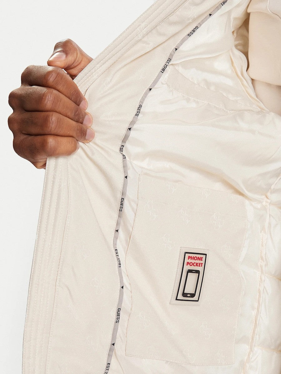 GUESS Ανδρικό Μπουφάν Puffer Πολυεστέρας Εκρού Regular Fit GU0APM5BL0BW2322-ALLOVER 4G QUICKSAND 1821256