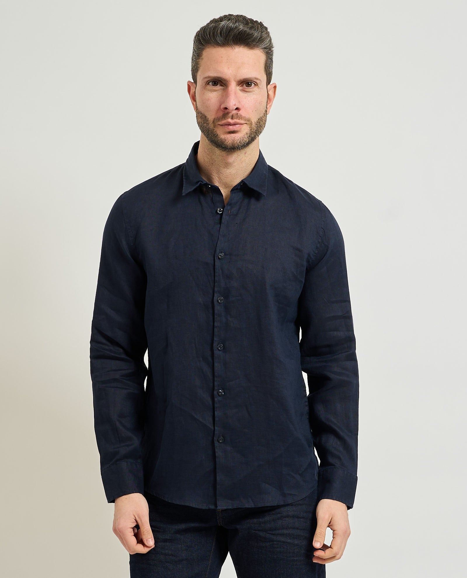 SSEINSE Ανδρικό Πουκάμισο Λινό Μπλέ Regular Fit SEINSE-CE1081SS BLUE NAVY 1822596