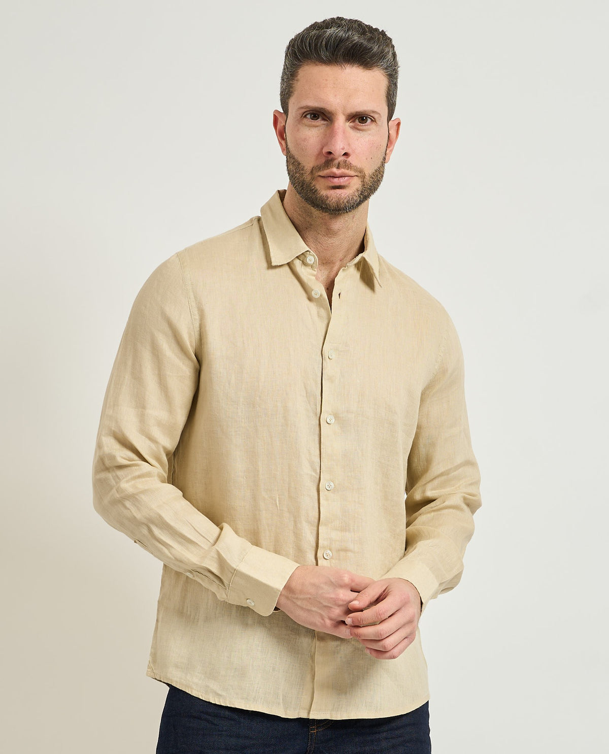 SSEINSE Ανδρικό Πουκάμισο Λινό Μπέζ Regular Fit SEINSE-CE1081SS BEIGE 1822596