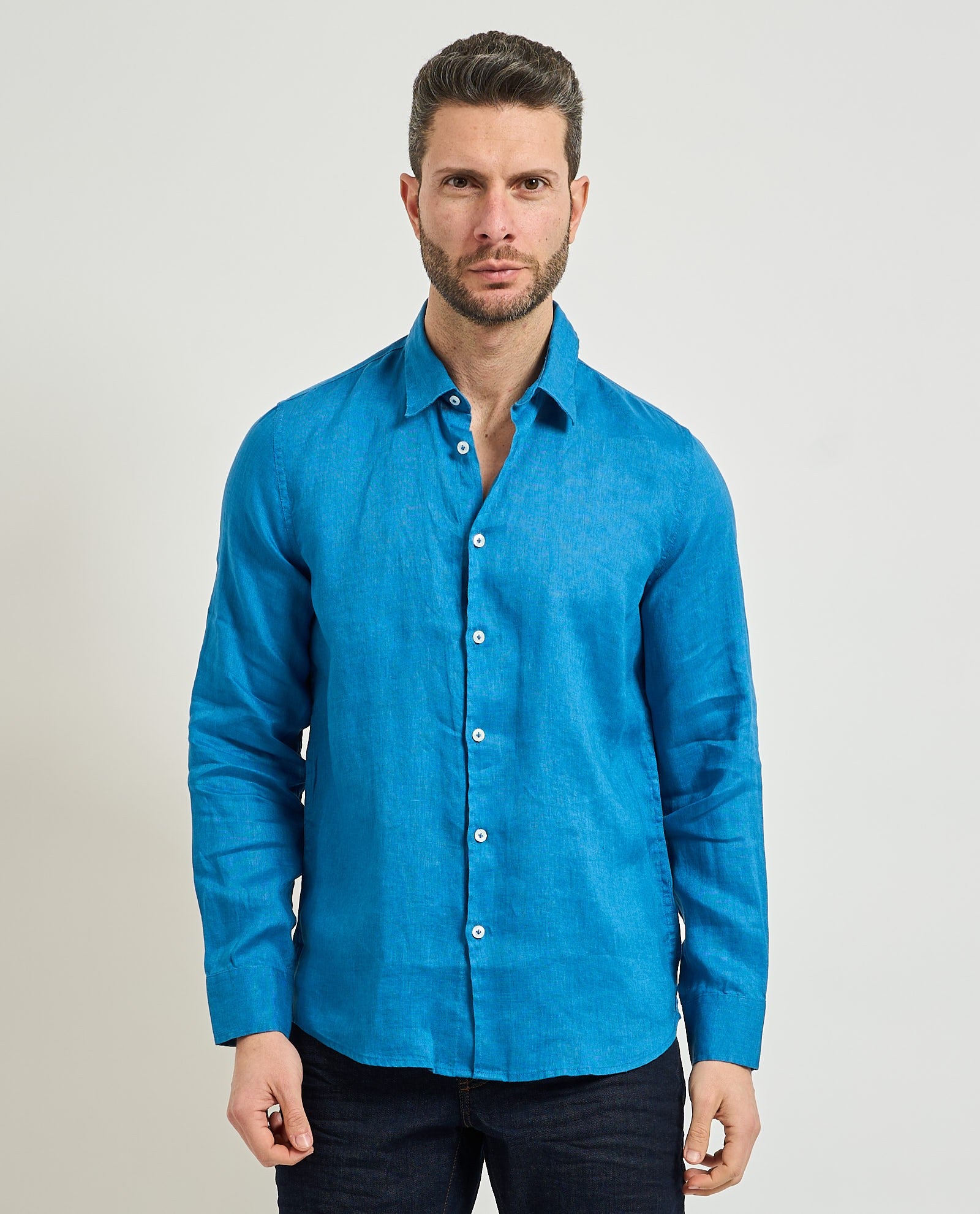 SSEINSE Ανδρικό Πουκάμισο Λινό Μπλέ Regular Fit SEINSE-CE1081SS OCEANO 1822596